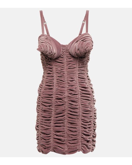Jean Paul Gaultier X Lotta Volkova Ruched Velvet Minidress in Red | Lyst