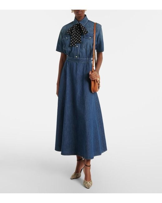 Valentino Blue Belted Denim Polo Dress