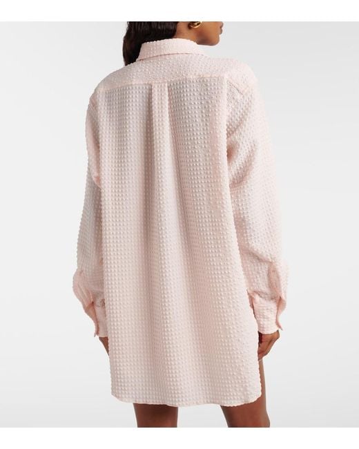 Hunza G Pink Resort Checked Seersucker Shirt
