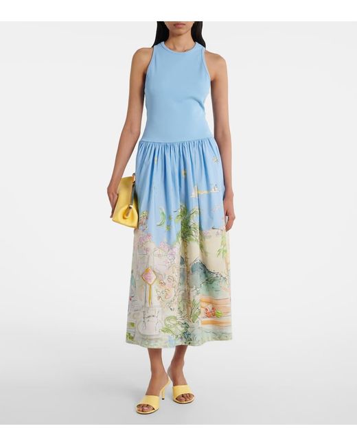 Robe Midi Anouk Imprimee En Coton ALÉMAIS en coloris Blue