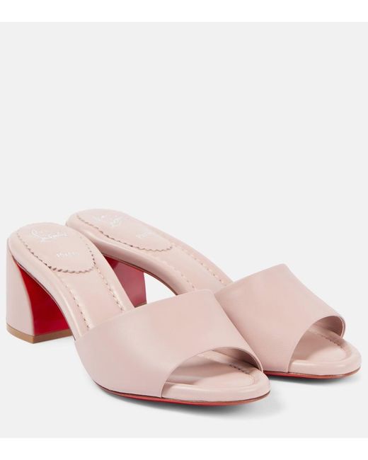 Libotin Christian Louboutin Jane 55 Leather Mules in Pink | Lyst