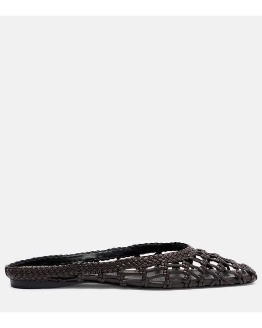 Staud Black Otto Woven Leather Mules