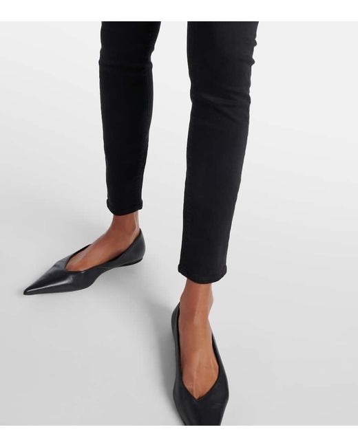 7 For All Mankind Black Mid-Rise Jeans The Skinny B(air)