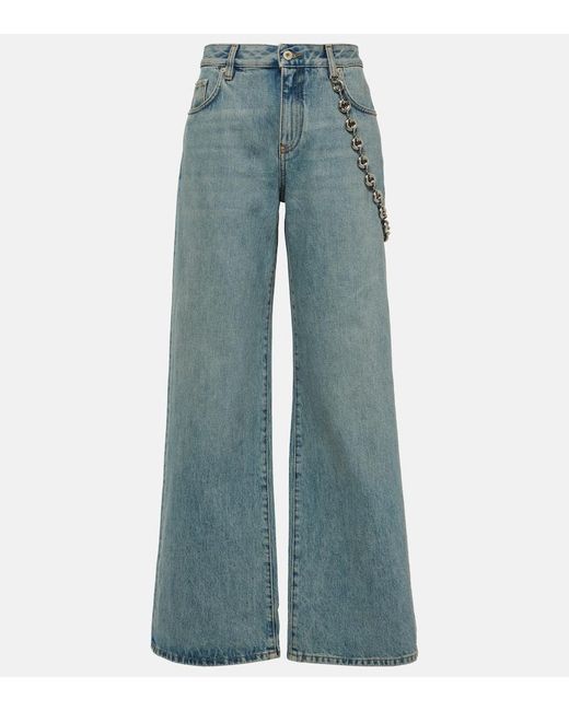 Loewe Blue Verzierte High-Rise Flared Jeans