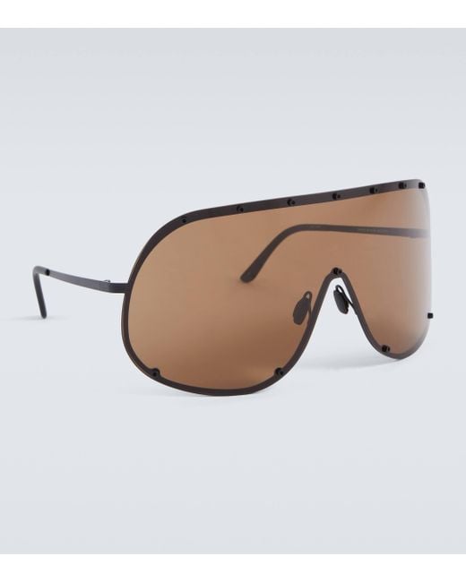 Rick Owens Brown Shield Sunglasses for men