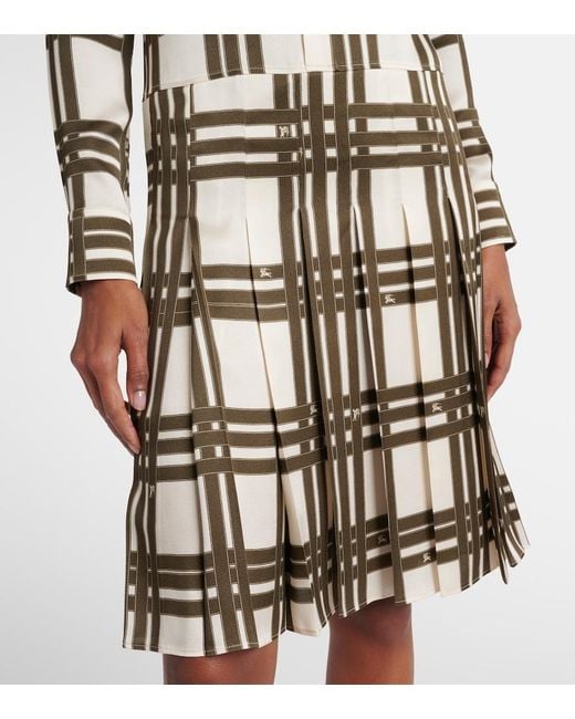 Burberry White Ribbon Check Silk Shirt Dress