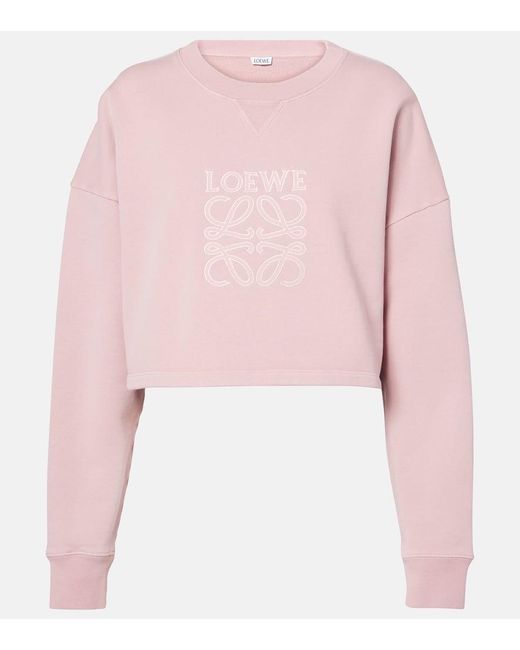 Loewe Pink Anagram Cropped Cotton Jersey Sweatshirt