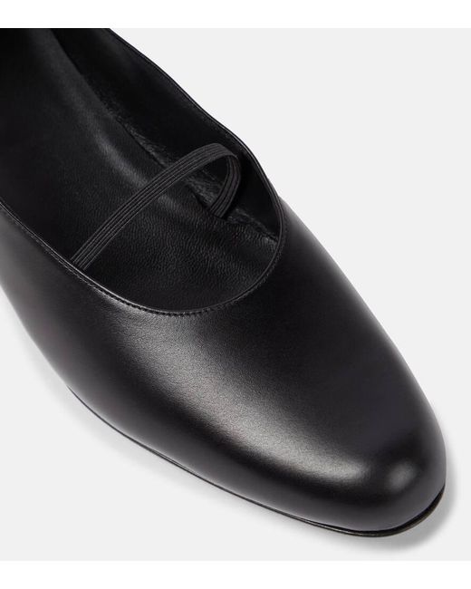 The Row Marion Leather Ballet Flats in Black | Lyst