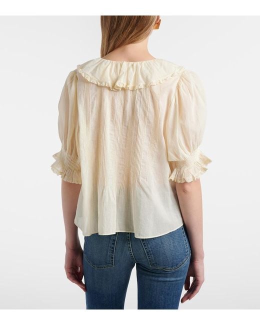 Doen Natural Henri Ruffled Cotton Blouse