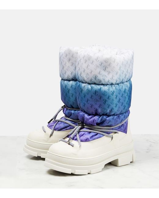Jimmy Choo Blue Monogram-print Snow Boots
