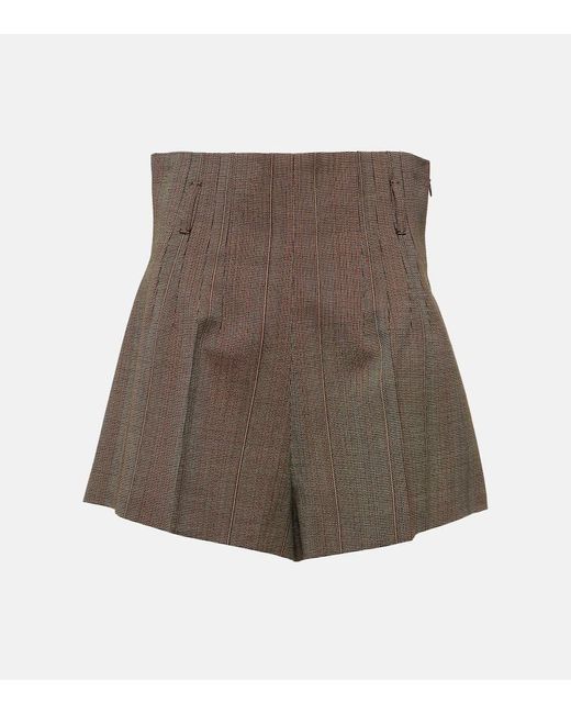 Shorts de lana virgen con raya diplomatica Prada de color Brown