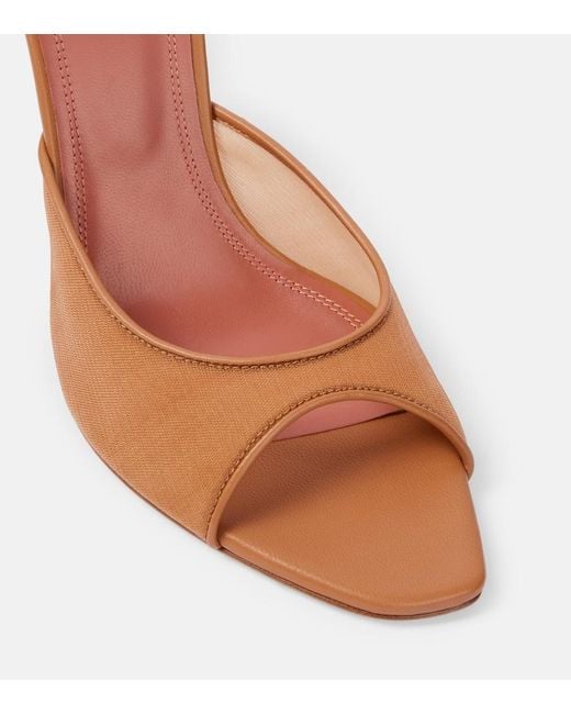 AMINA MUADDI Brown Alexa 95 Leather-Trimmed Mesh Mules