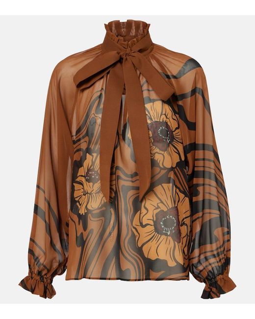 Blouse Cerere En Soie A Fleurs LaDoubleJ en coloris Brown