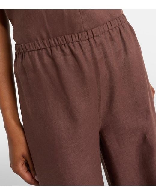Asceno Brown Austin Linen Wide-Leg Pants