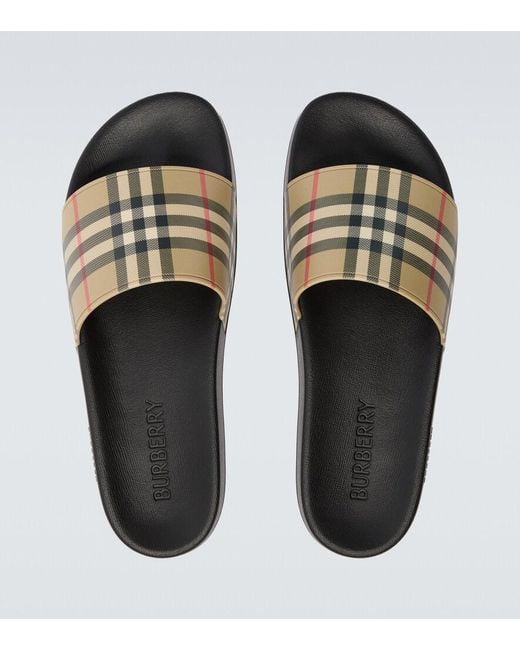 Burberry Natural Check Slides for men