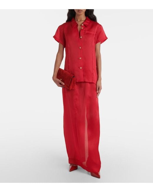 Khaite Red Lucian Silk Organza Maxi Skirt