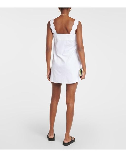 Marysia Swim White Scalloped Cotton Blend Minidress