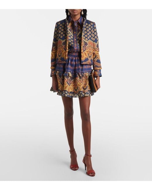 Valentino Blue Voyage Imaginaire Vlogo Linen Blouse