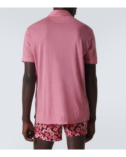 Tom Ford Pink Silk And Linen Polo Shirt for men