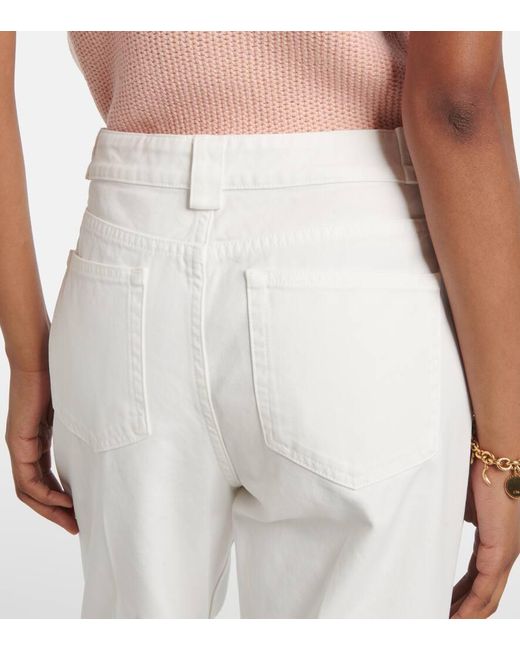 Chloé White Gerade Hose Aus Baumwoll-Canvas