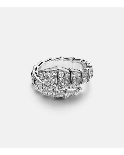 Anillo Serpenti Viper De Oro Blanco De 18 Ct Con Diamantes BVLGARI de color White