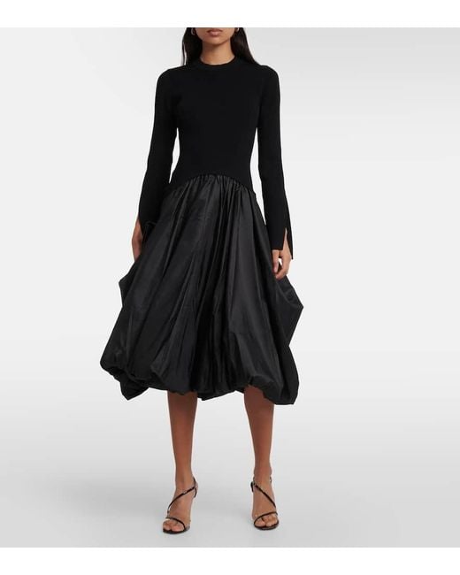 Jonathan Simkhai Black Kenlie Taffeta-Trimmed Midi Dress