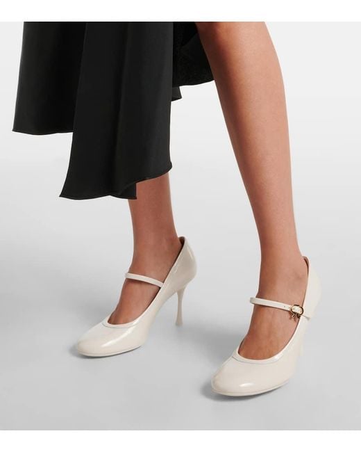Gianvito Rossi White 85 Patent Leather Mary Jane Pumps