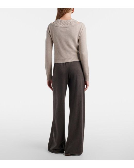 Lisa Yang Gray Aina Cotton And Cashmere Wide-Leg Pants