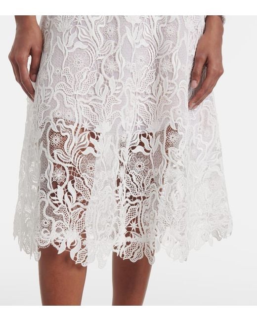 Oscar de la Renta White Floral Lace Cocktail Dress