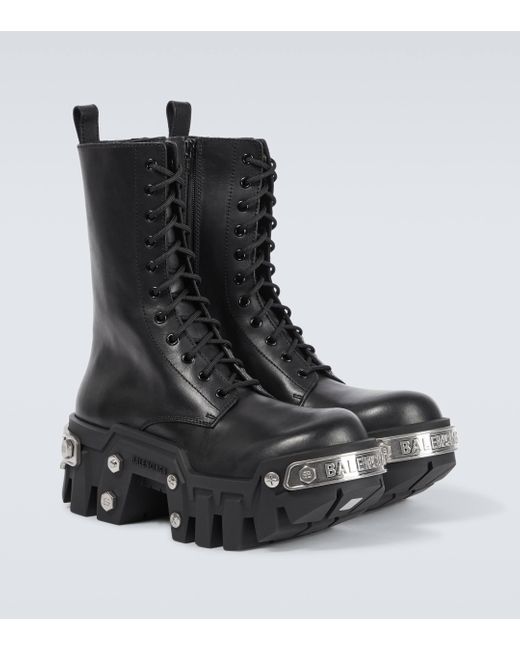 Balenciaga Black Bulldozer Platform Lace-up Boots for men