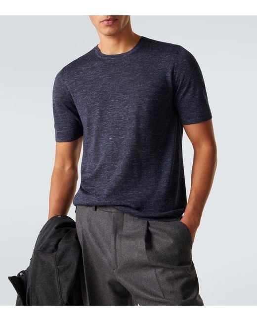 Gabriela Hearst Blue Cashmere, Silk, And Hemp T-Shirt for men