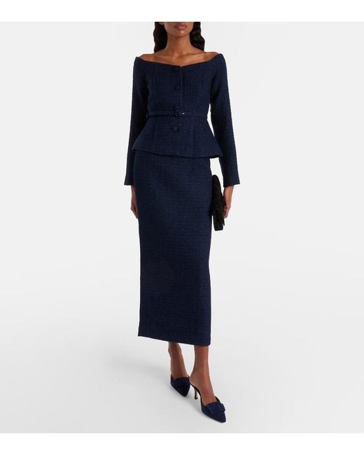 Roland Mouret Blue Boucle Midi Skirt