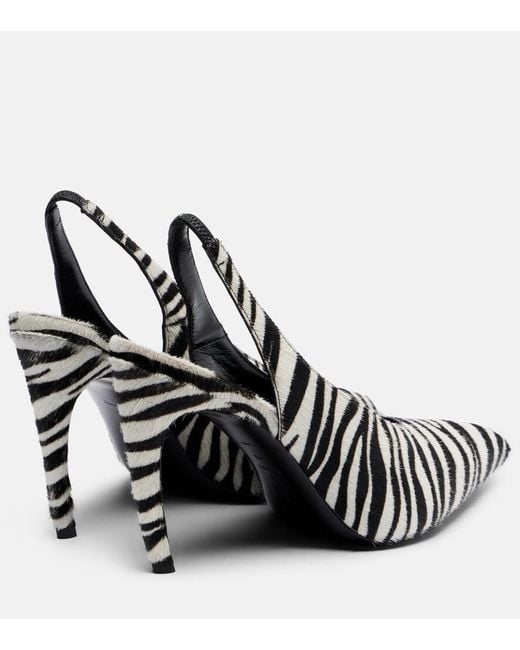 The Attico Black Viper Zebra-Print Calf Hair Pumps
