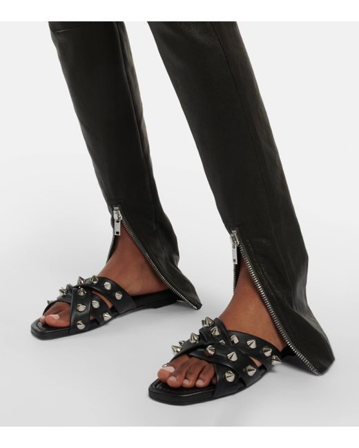 Christian Louboutin Black Miss Spike Club Embellished Leather Slides
