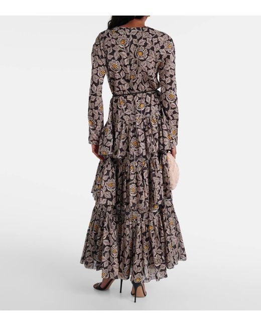 Zimmermann Black Ottie Floral Cotton Midi Dress
