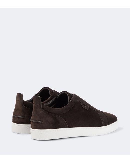 Christian Louboutin Brown St Louis Suede Slip-On Sneakers for men