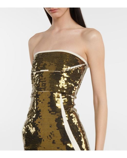 rick owens dress metallic Rick Owens Metallic Coated Denim Bustier Strapless Party Mini Dress