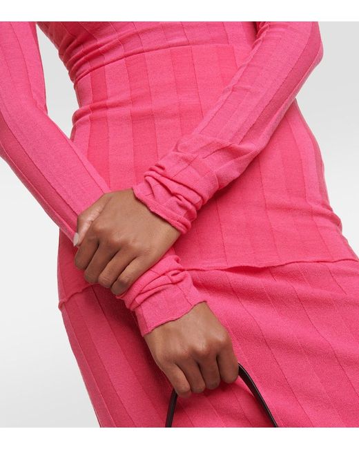 Sportmax Pink Rollkragenpullover aus einem Wollgemisch
