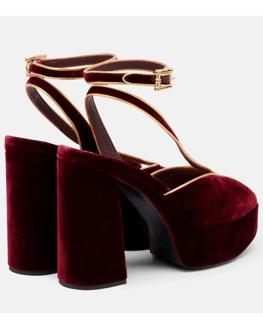 Etro Red 120 Velvet Platform Sandals