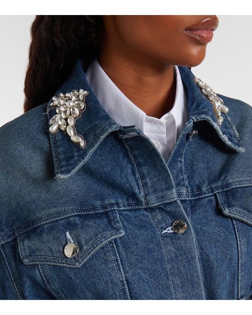Simone Rocha Blue Turbo Embellished Denim Jacket