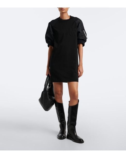 Sacai Black Cotton Minidress