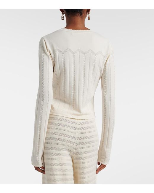 Faithfull The Brand White Esme Pointelle Cotton-Blend Cardigan
