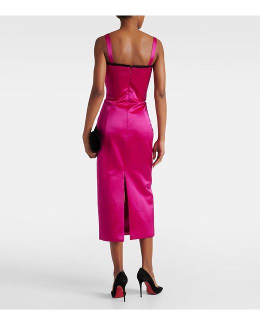 Miss Sohee Pink Embellished Satin Midi Dress