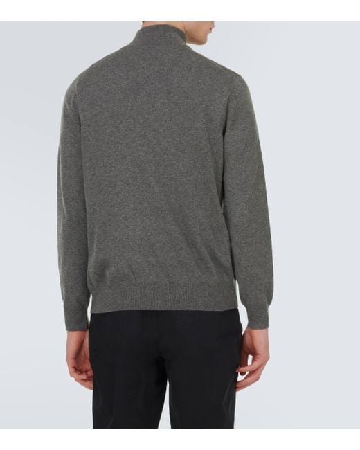 Loro Piana Gray Cashmere Half-zip Sweater for men