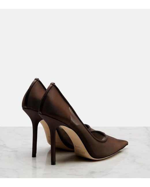Jimmy Choo Brown Love 100 Mesh Pumps