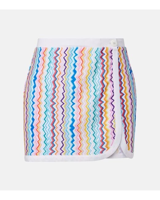 Missoni White Zigzag Printed Terry Jersey Miniskirt