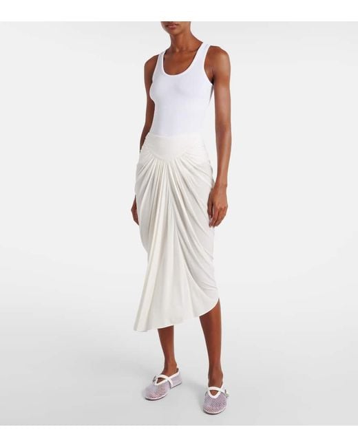 Falda Midi Asimetrica Drapeada Alaïa de color White