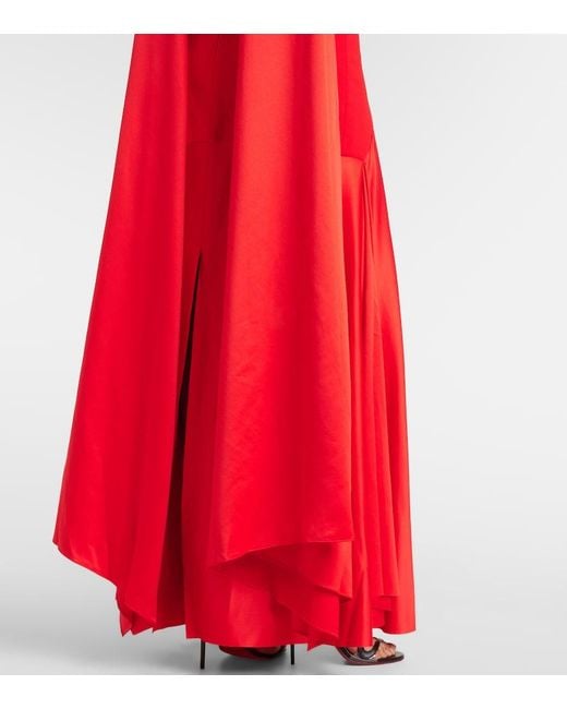 Solace London Red Cece Crepe And Satin Maxi Dress