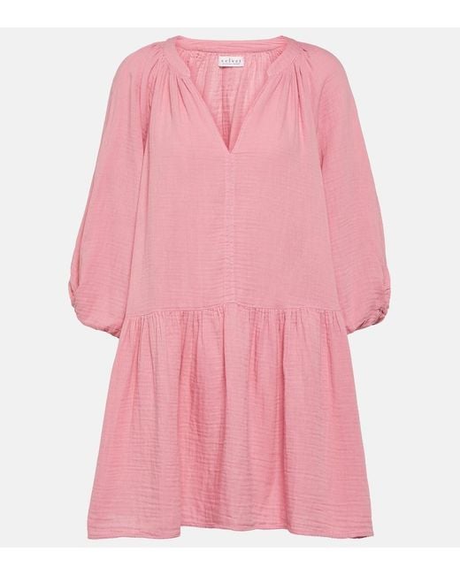 Velvet Pink Nica Cotton Gauze Minidress