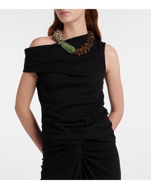 Dries Van Noten Black Asymmetric Cotton Top